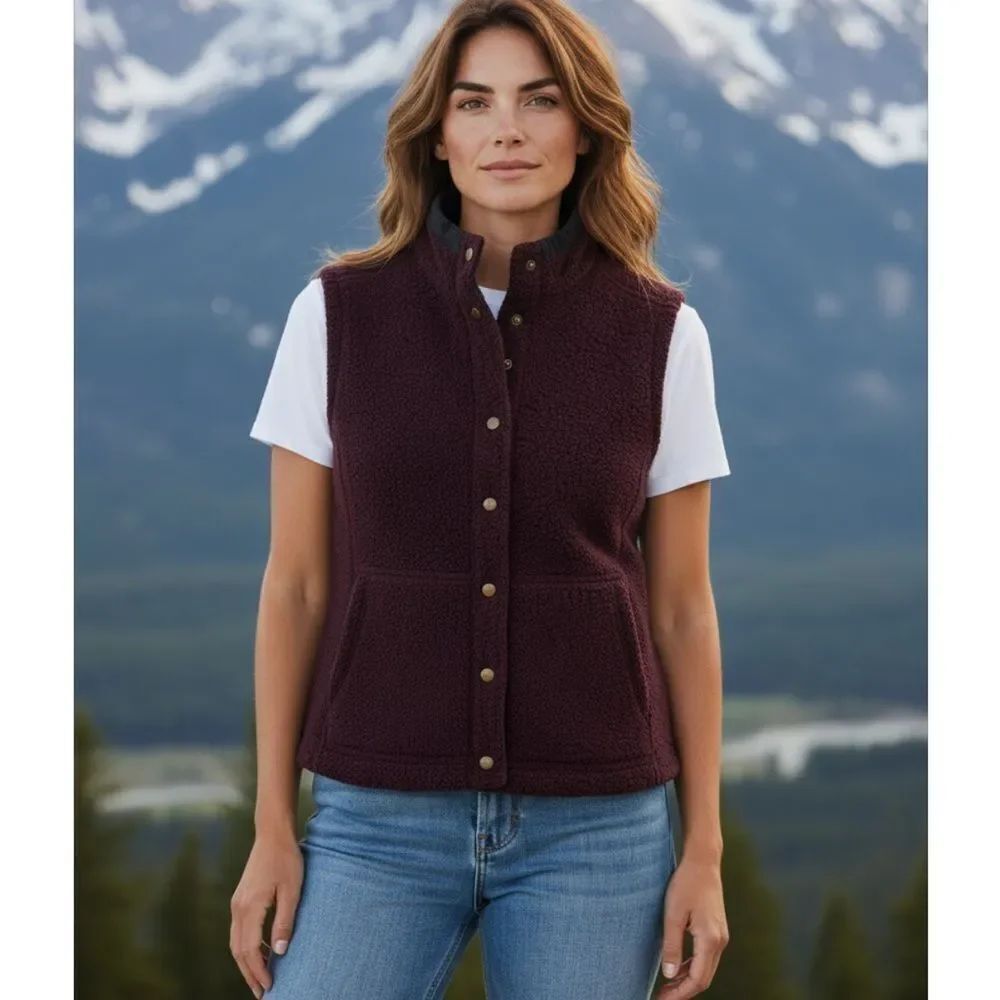 Toad & Co Telluride Sherpa Vest - Women's S Burgundy Wine